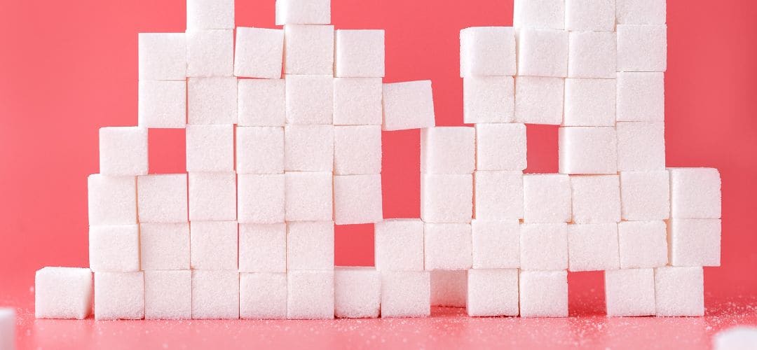 l'addiction au sucre symbolisé par des morceaux de sucre blanc